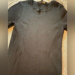 WHITE HOUSE BLACK MARKET Black Ribbed Knit Classic Top